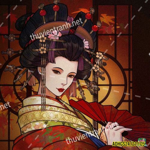 Tranh dán tường hoa cô gái Geisha Nhật Bản-ADHGS241211-05 - Kết quả tìm kiếm tranh tường